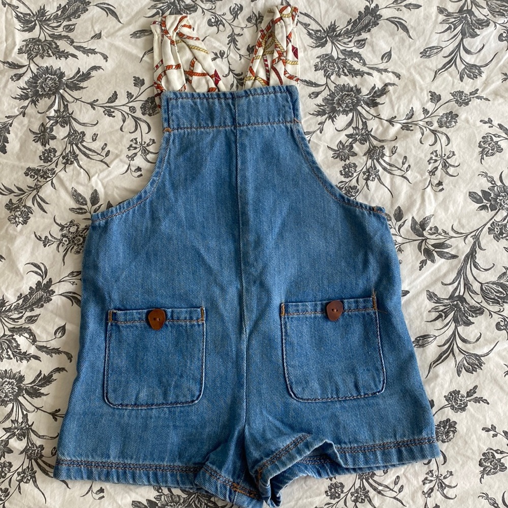 Playsuit, zara, jean, 12-18m, nice fabric suspenders